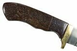 Knife With Fossil Dinosaur Bone (Gembone) Inlays #327615-3